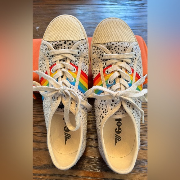 Gola faux fur with cheetah print and rainbow detail sneakers. Size 6 - Picture 6 of 11